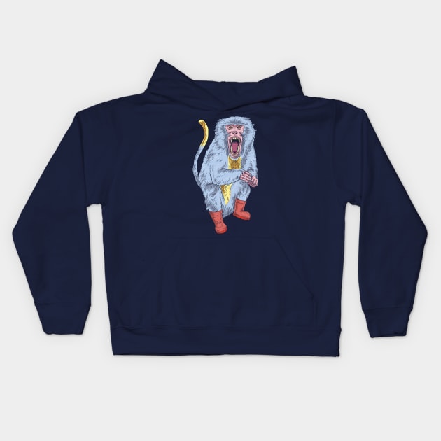 Boots Macaque Kids Hoodie by leynard99